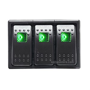 Goldsea 3 Anahtar Slim Model Switch Panel Yeşil Led